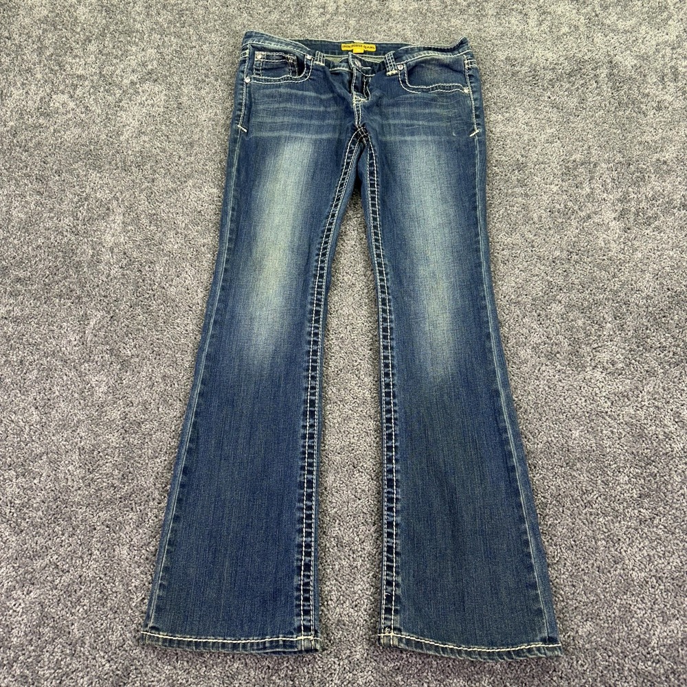 Iron Horse Jeans Womens 8 Blue Bootcut Rhinestone Denim Western Medium Wash Logo